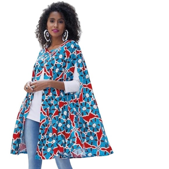 Ashro Amadi Cape Linen Blend Shawl Wrap OSFM Aqua Red Burgundy - Picture 1 of 9
